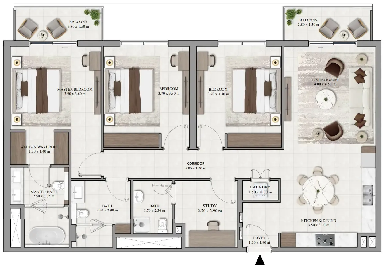 3 bedrooms floor plan