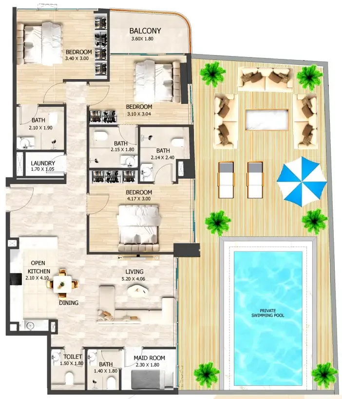 3 bedrooms floor plan