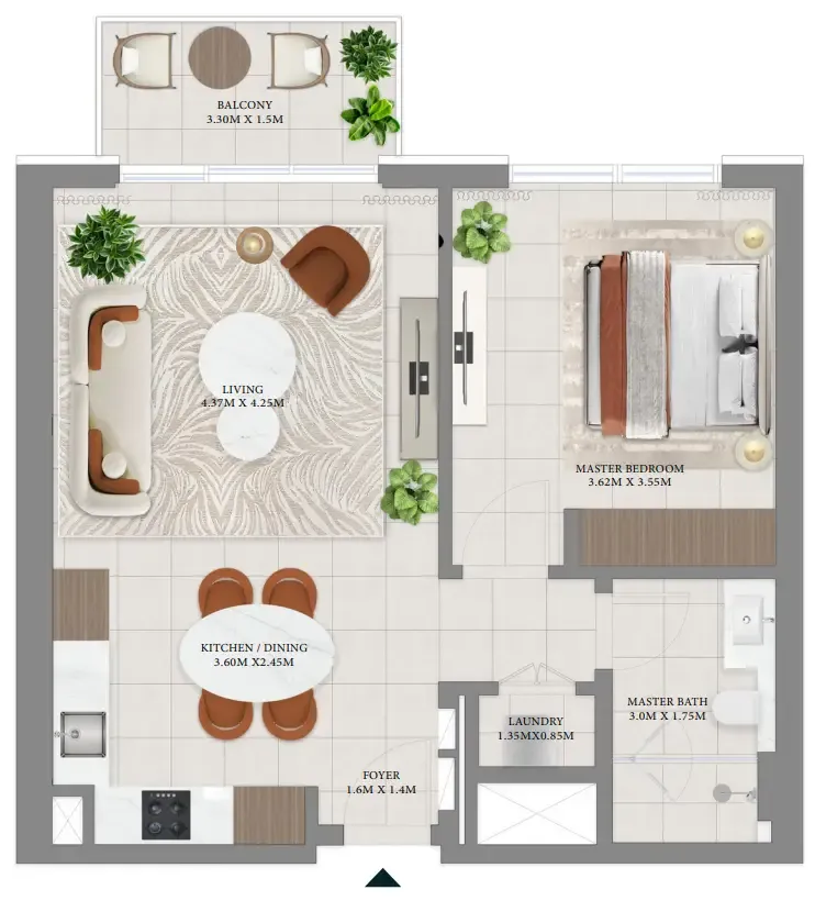 1 bedroom floor plan