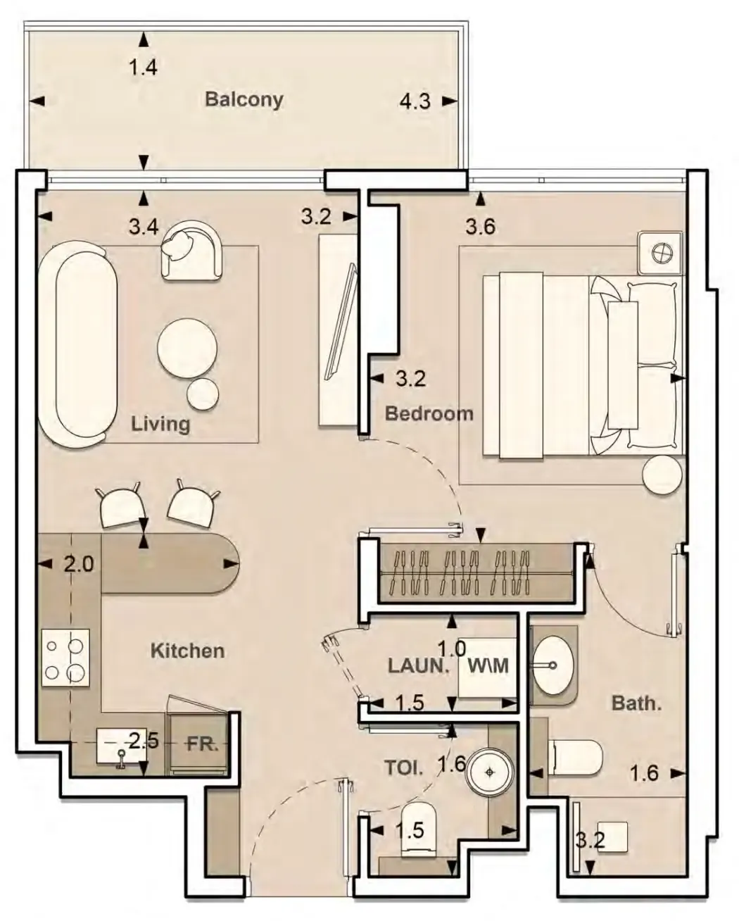 S and S Lume Residences 1BR floor plan