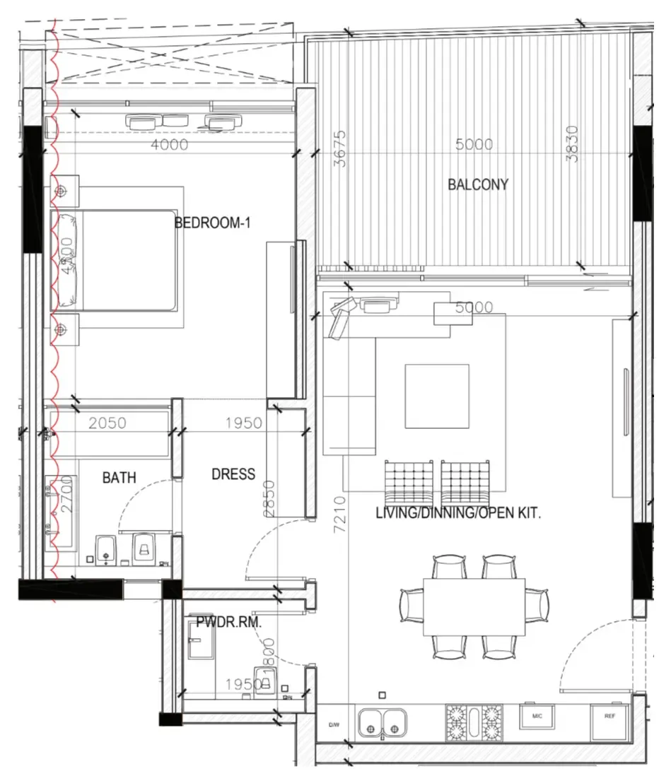 1 bedroom floor plan