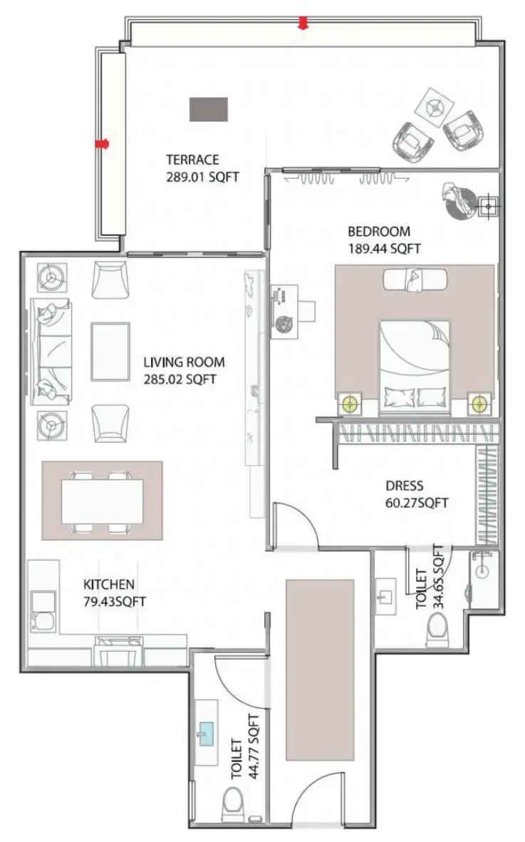 1 bed