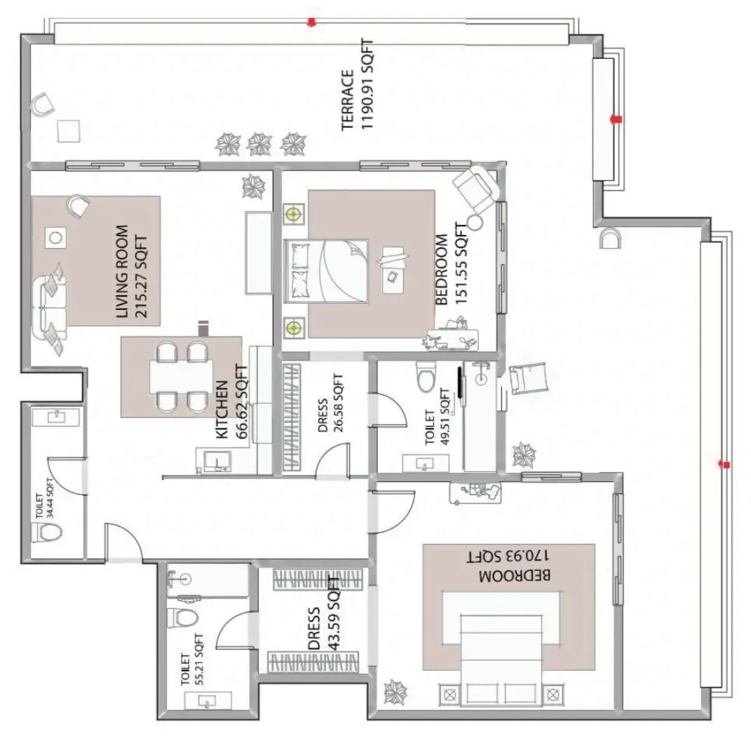 2 bed