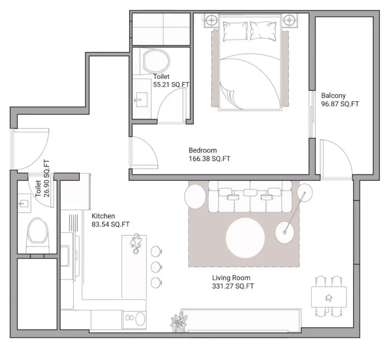 1 bed