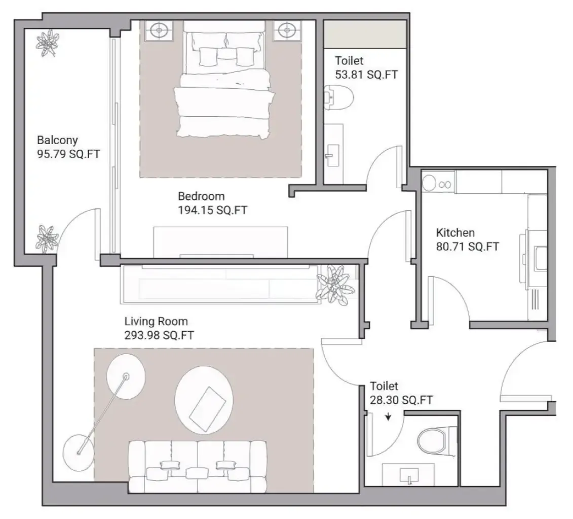 1 bed