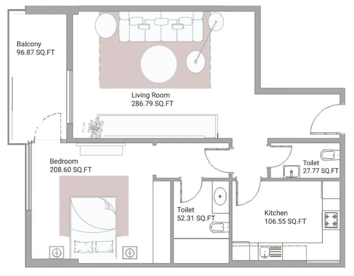 1 bed