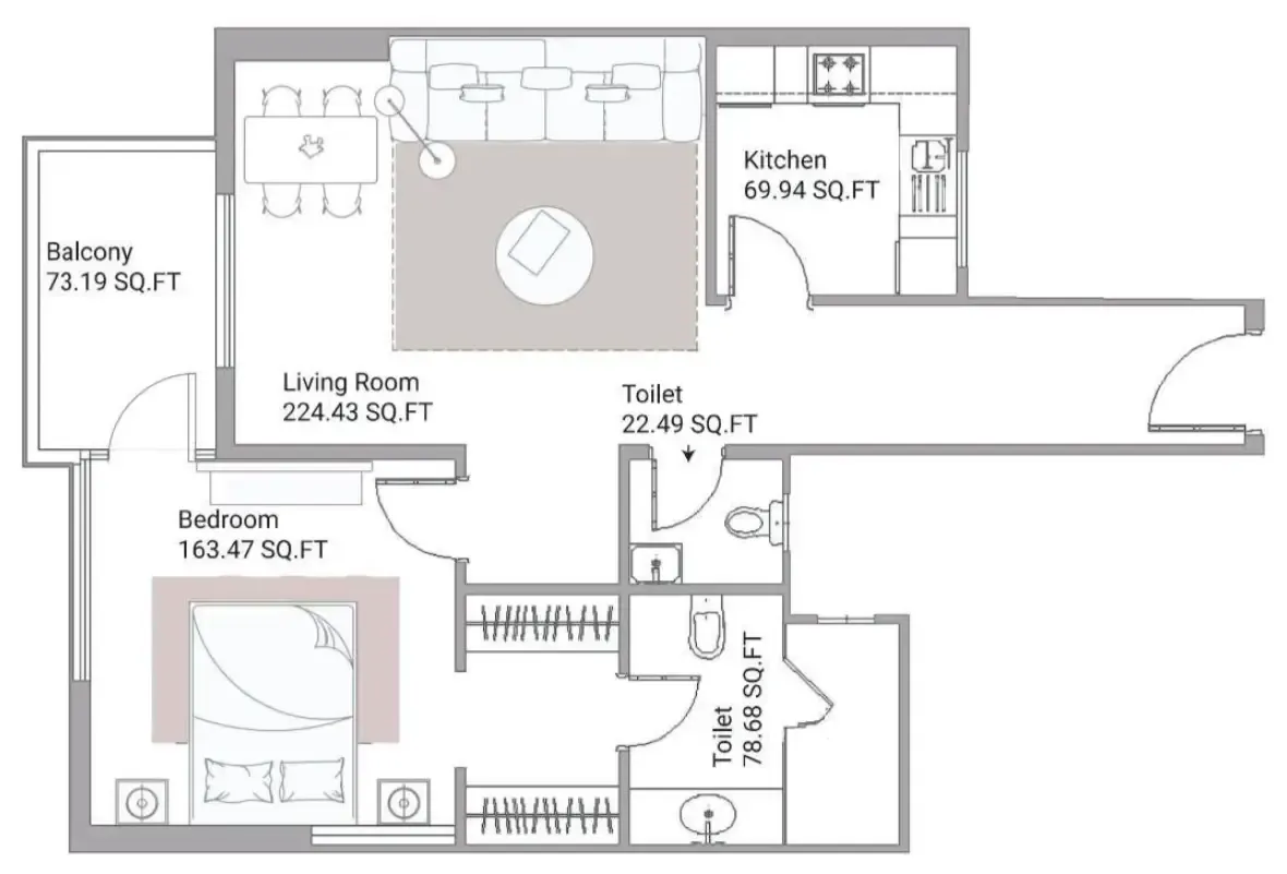 1 bed