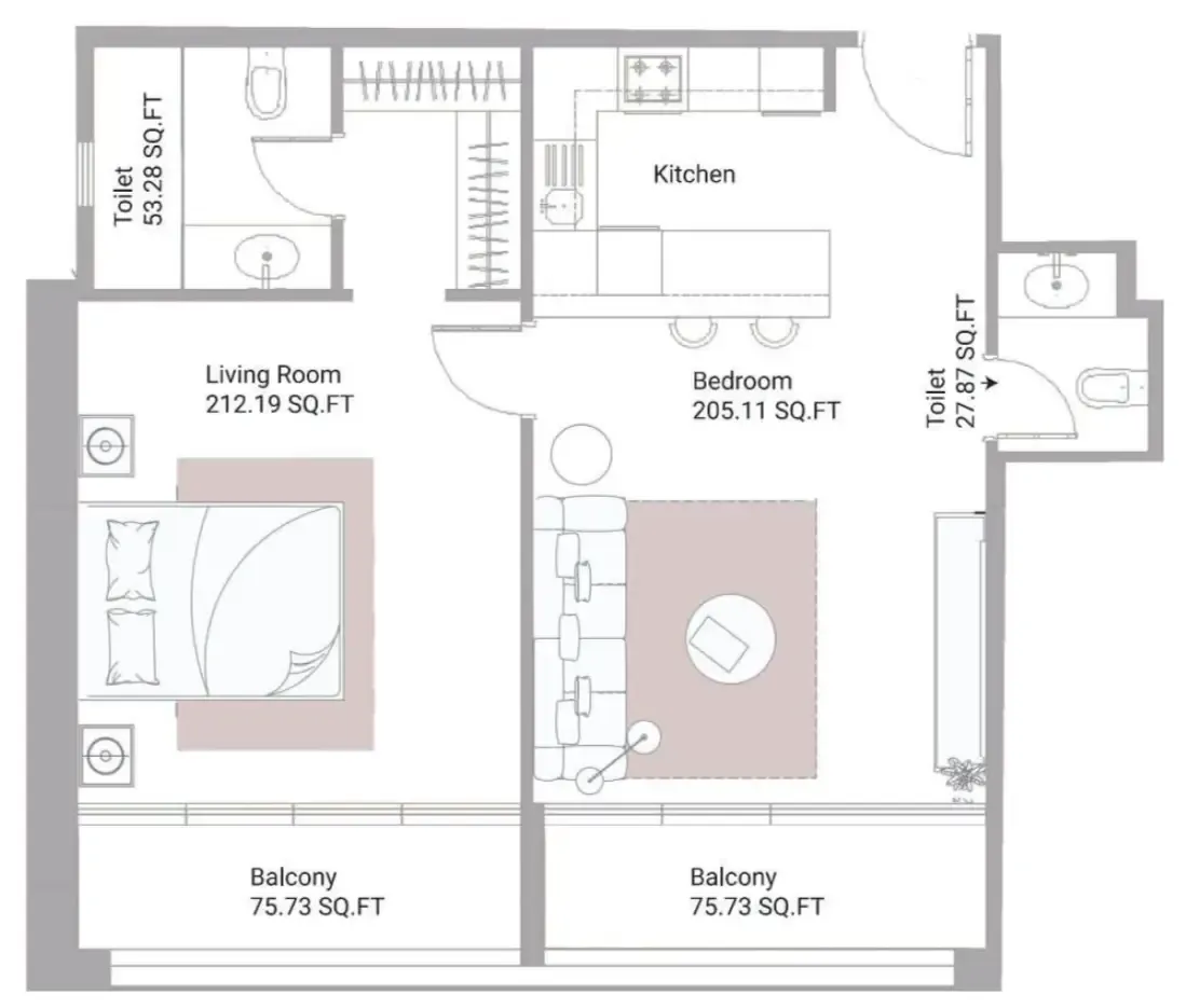 1 bed