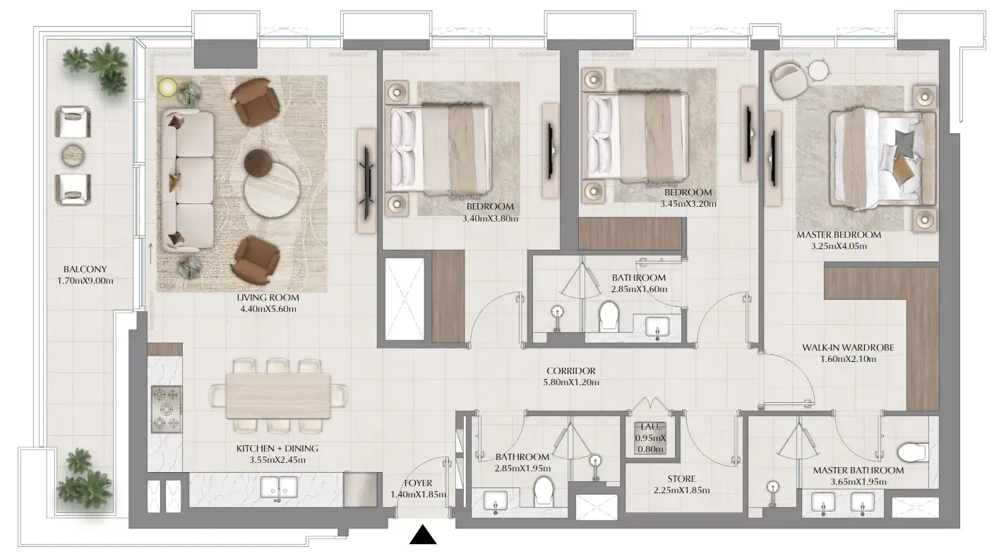 3 bedrooms floor plan