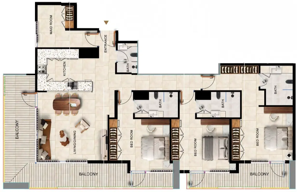 3 bedrooms floor plan