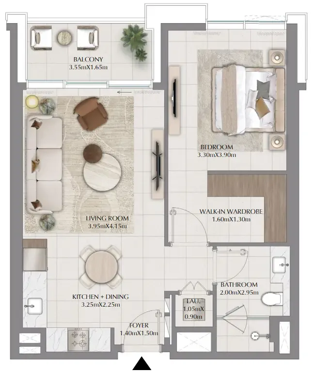 1 bedroom floor plan