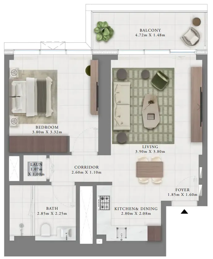 1 bedroom floor plan