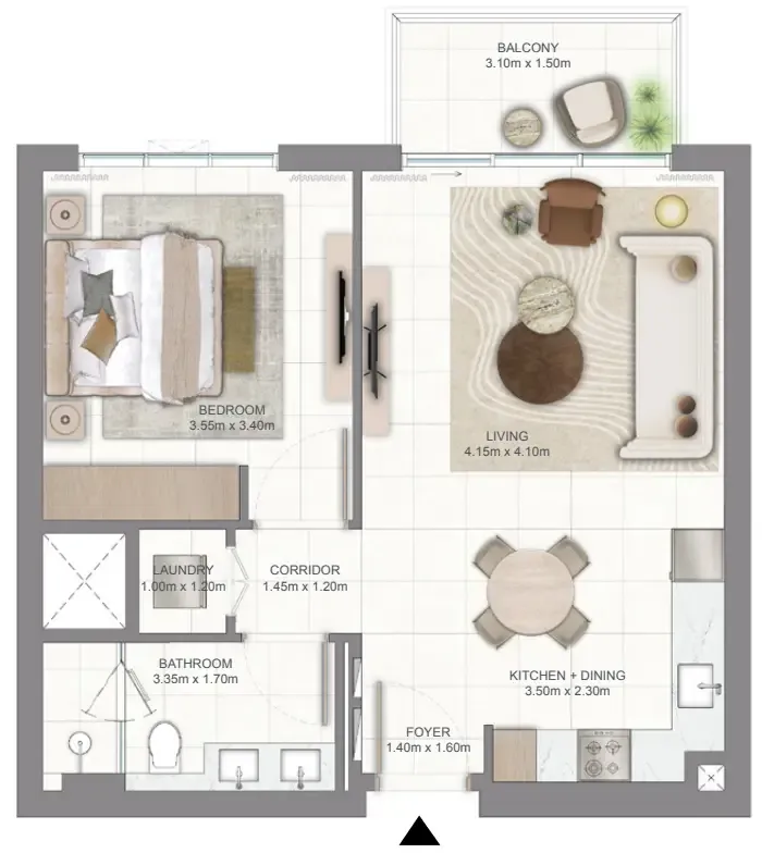 1 bedroom floor plan