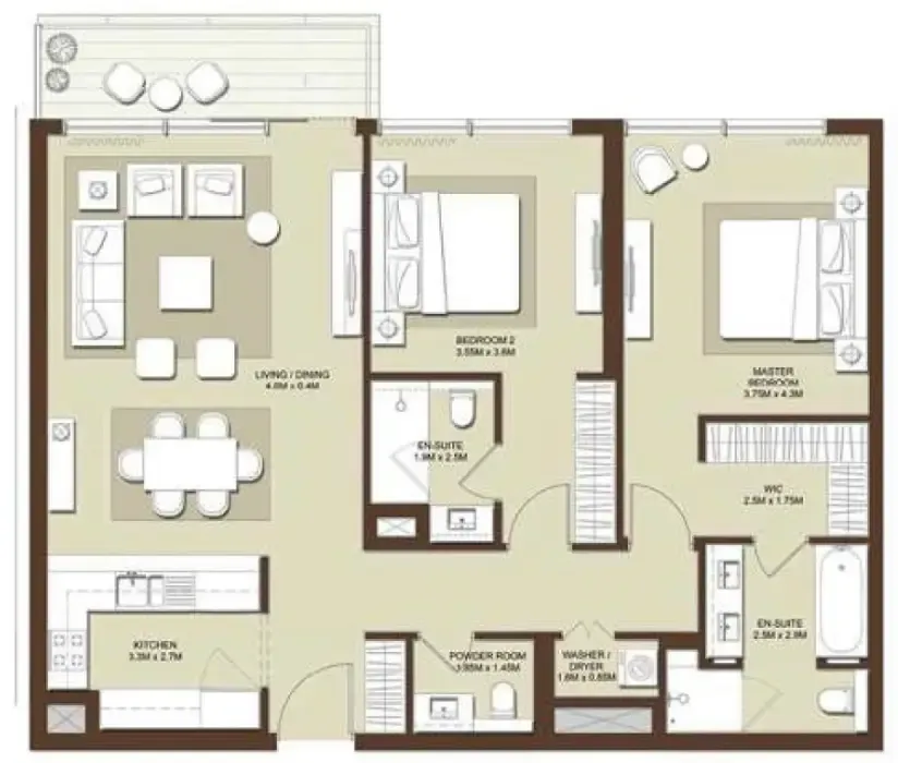 2 bed