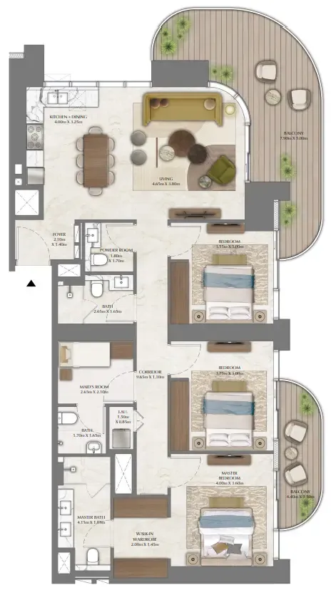 3 bedrooms floor plan