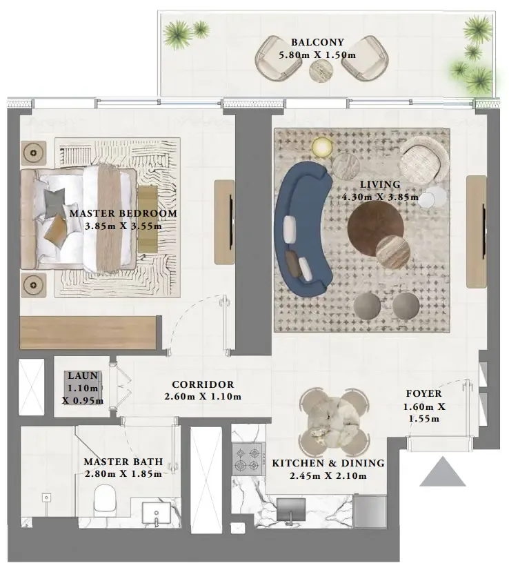 1 bedroom floor plan