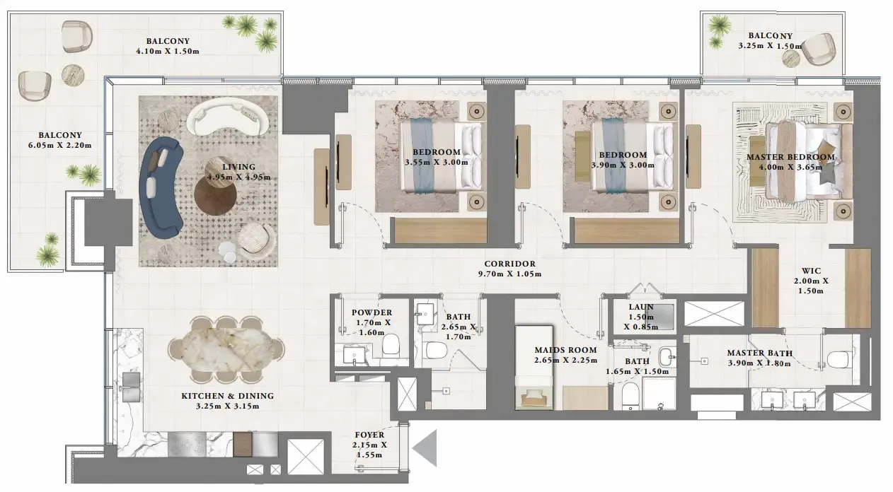 3 bedrooms floor plan