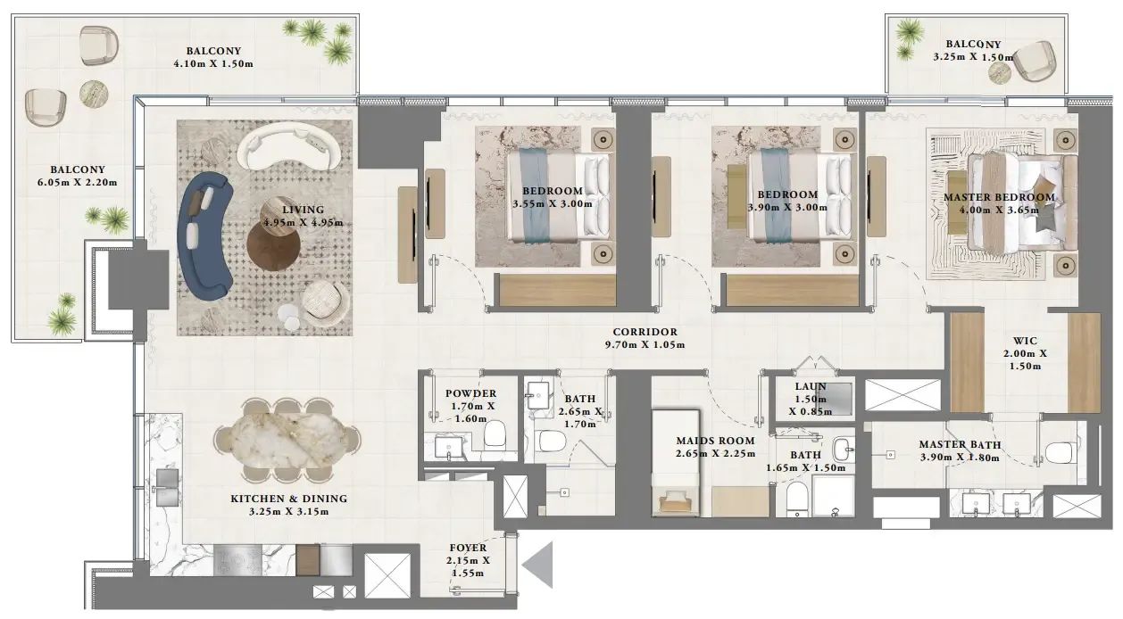 3 bedrooms floor plan