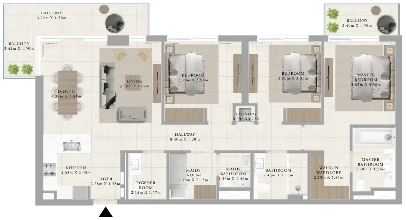 3 bedrooms floor plan