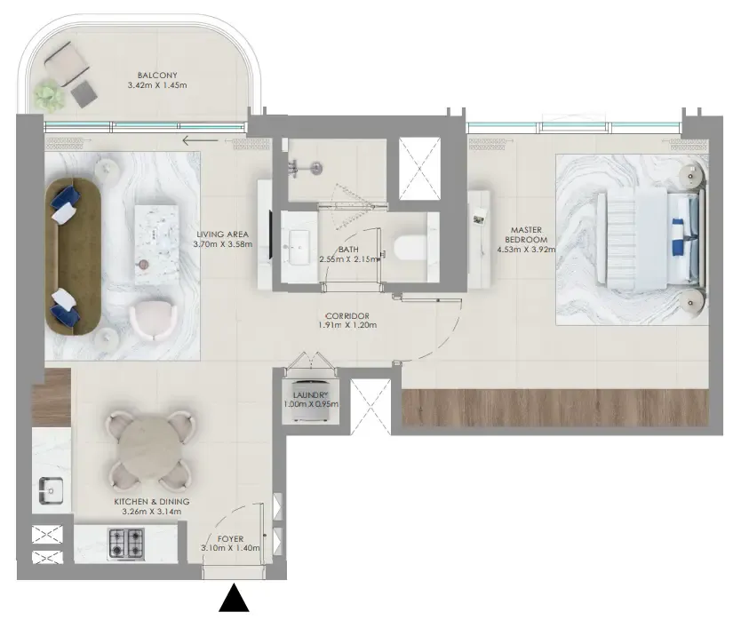 1 bedroom floor plan