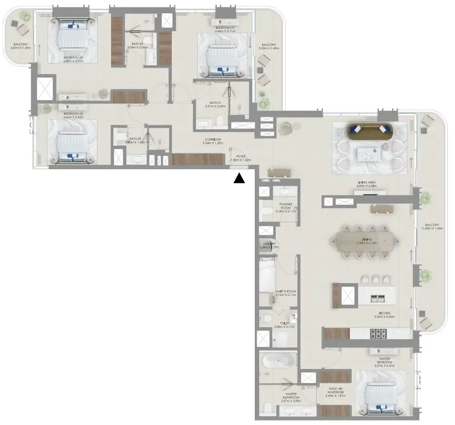 4 bedrooms floor plan