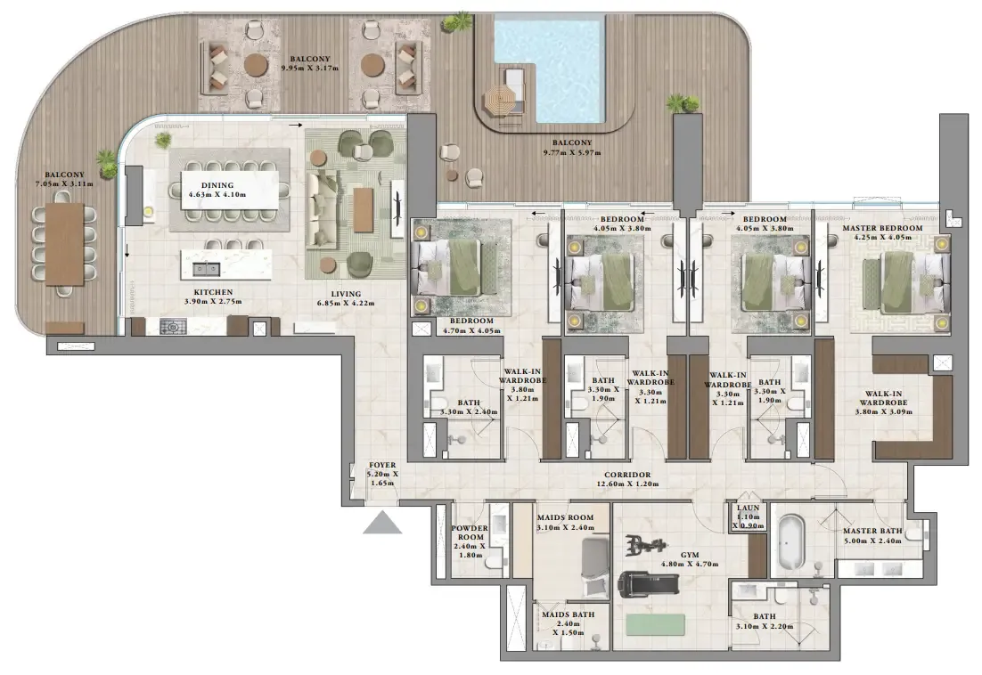 4 bedrooms floor plan