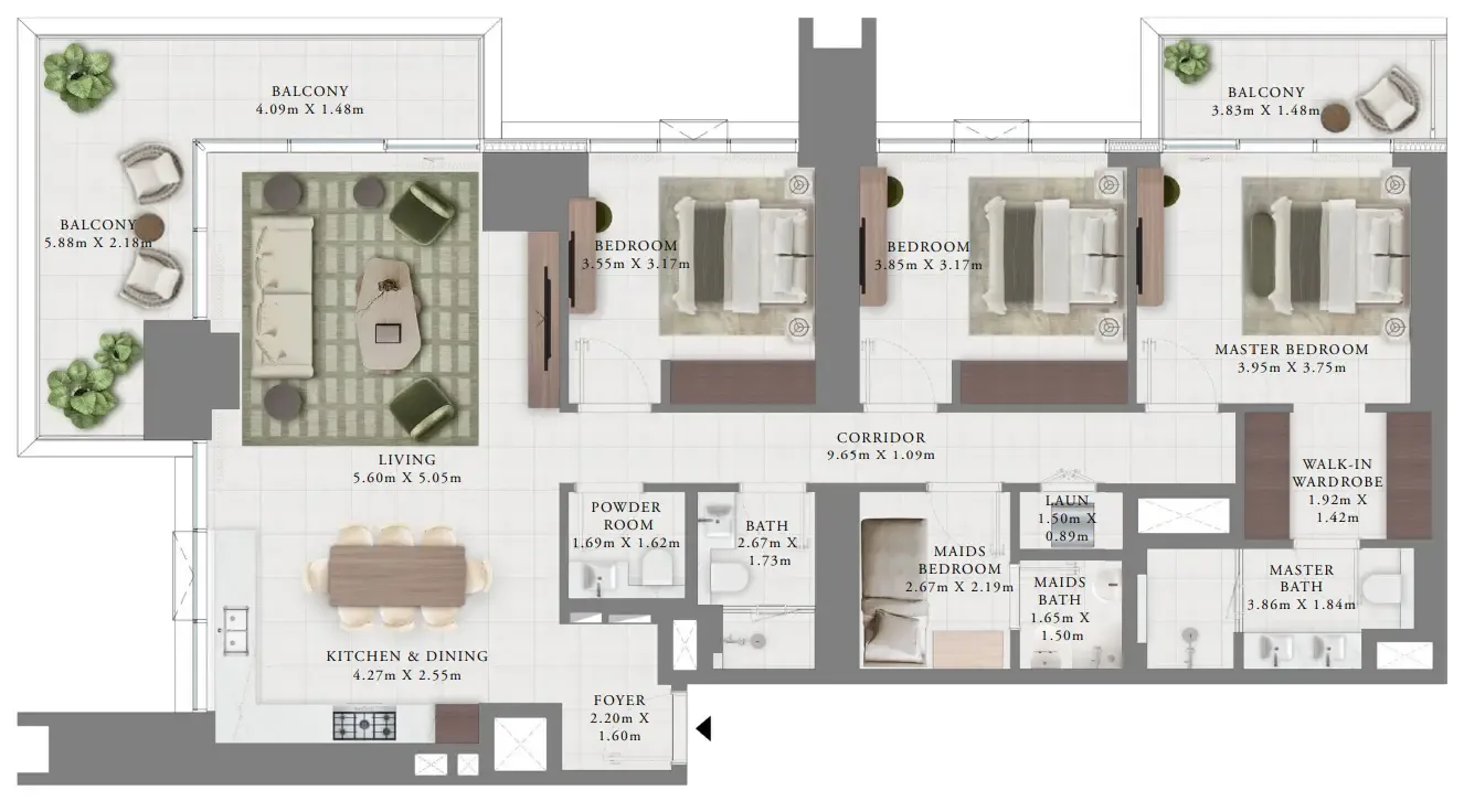 3 bedrooms floor plan