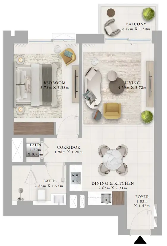 1 bedroom floor plan