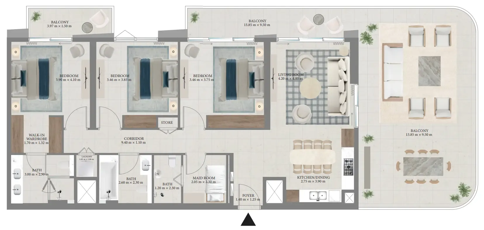 3 bedrooms floor plan