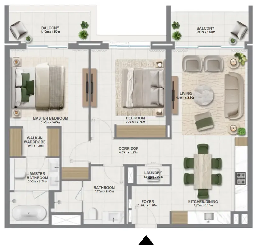 2 bed