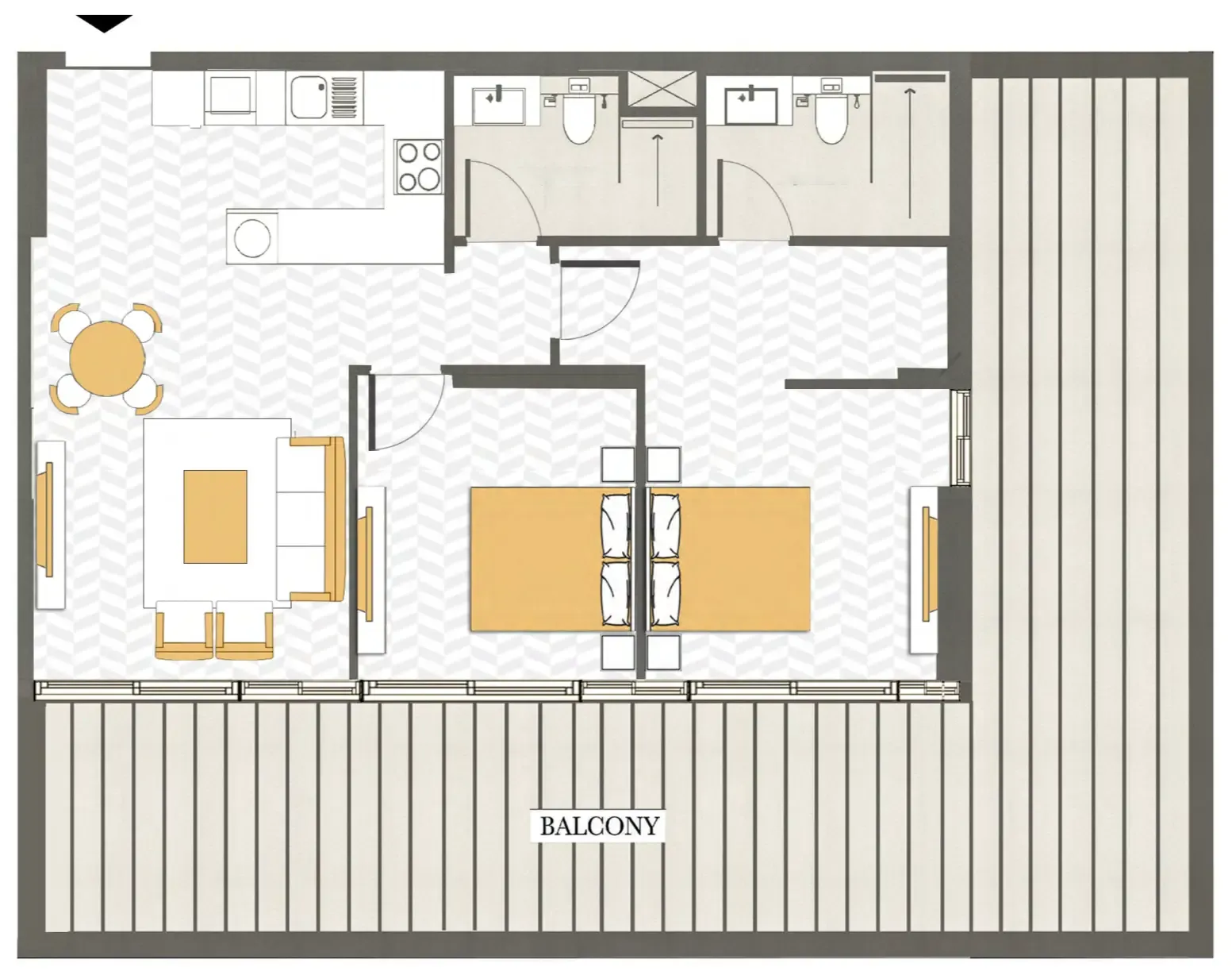2 bedrooms floor plan