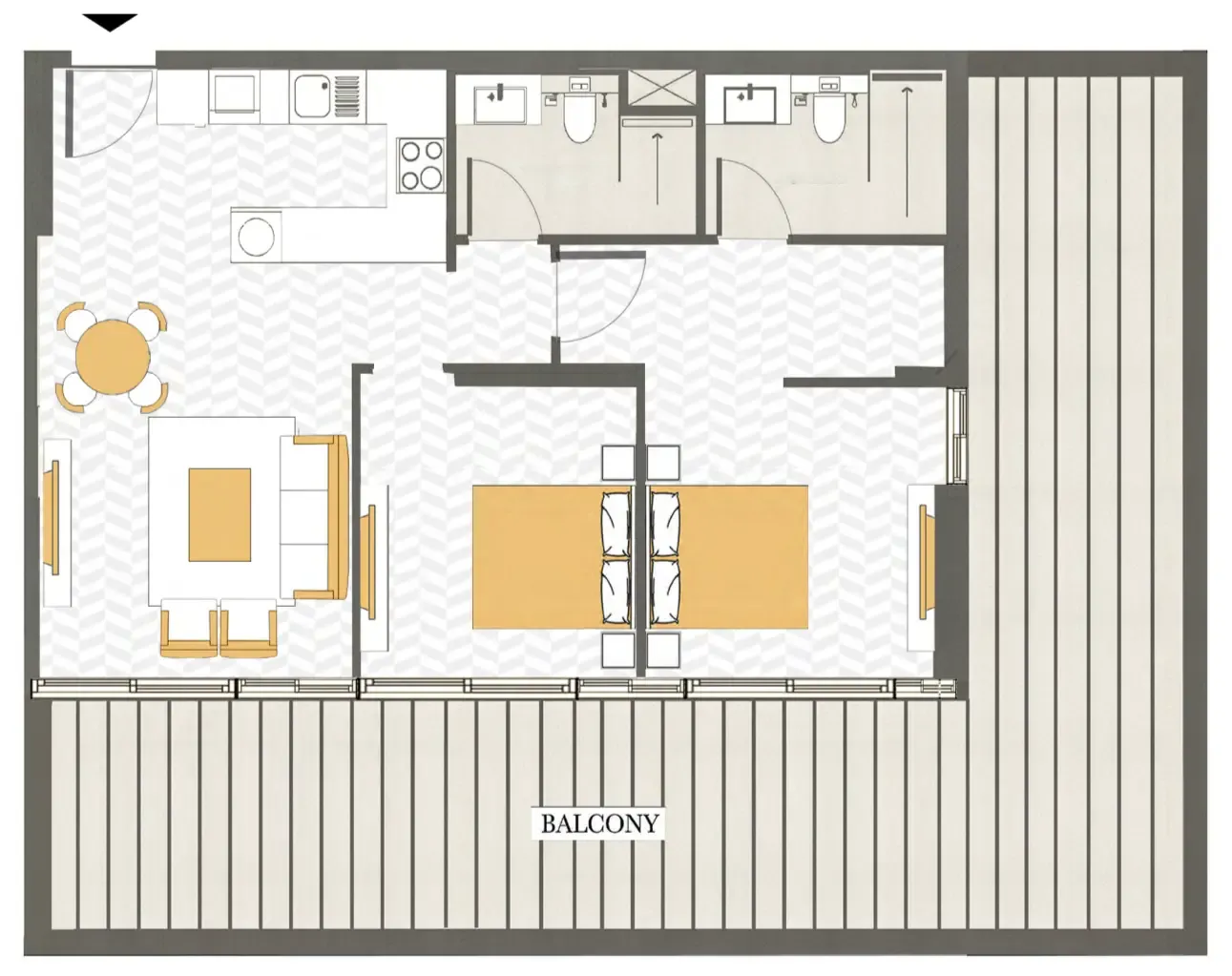 2 bedrooms floor plan