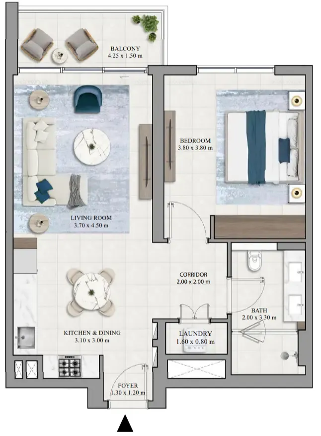 1 bedroom floor plan