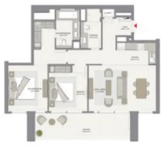 2 bedrooms floor plan