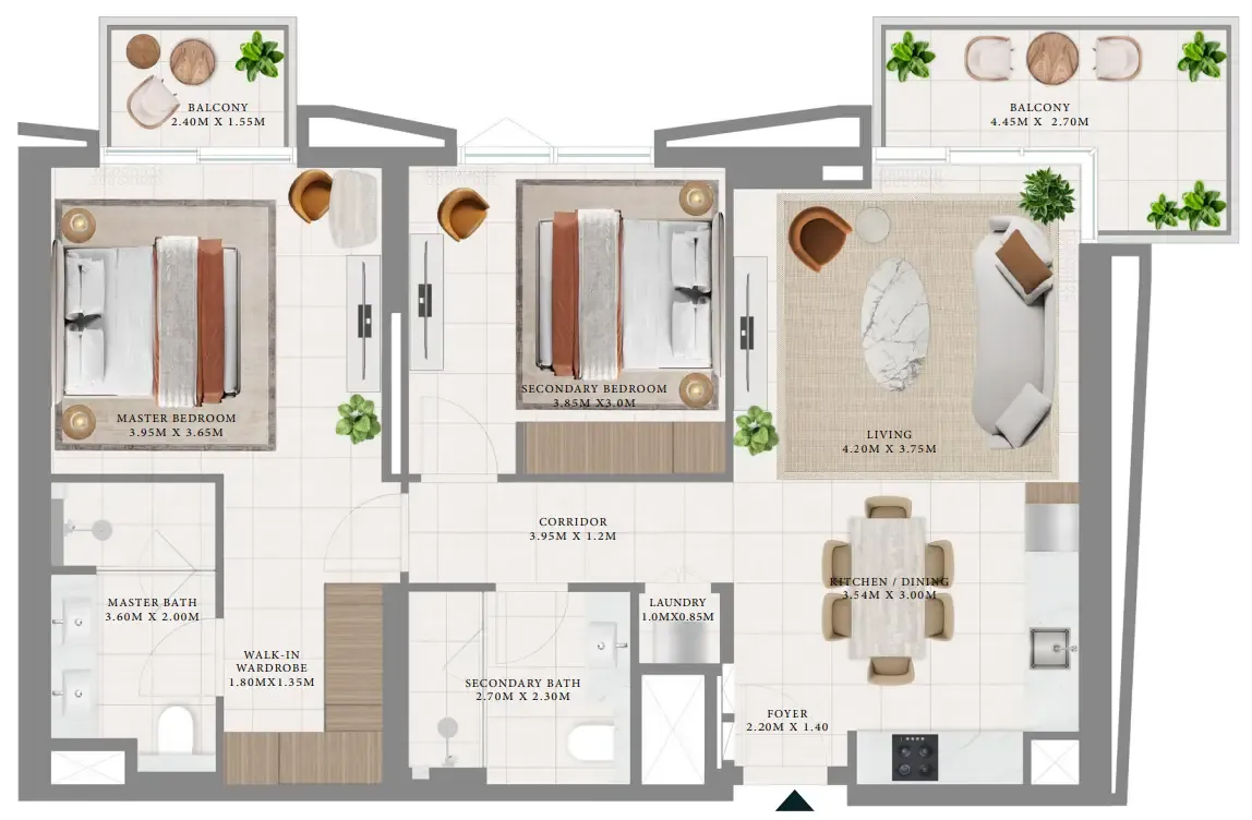 Emaar Hillsedge 2BR floor plan