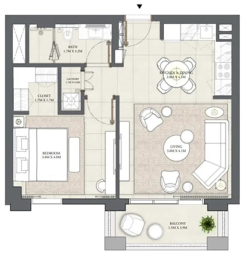 1 bedroom floor plan