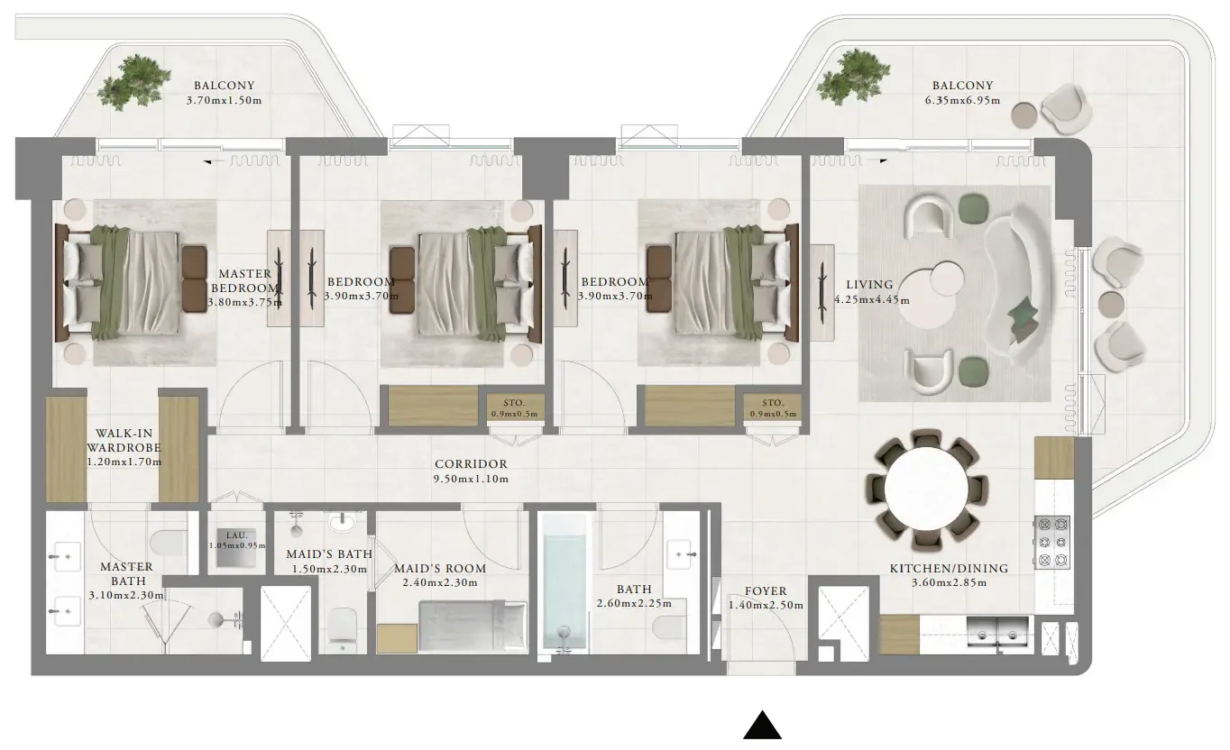 3 bedrooms floor plan