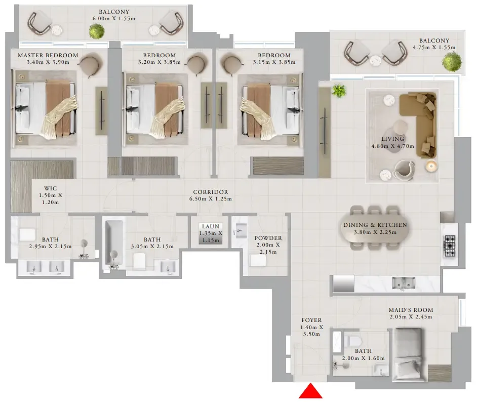 3 bedrooms floor plan
