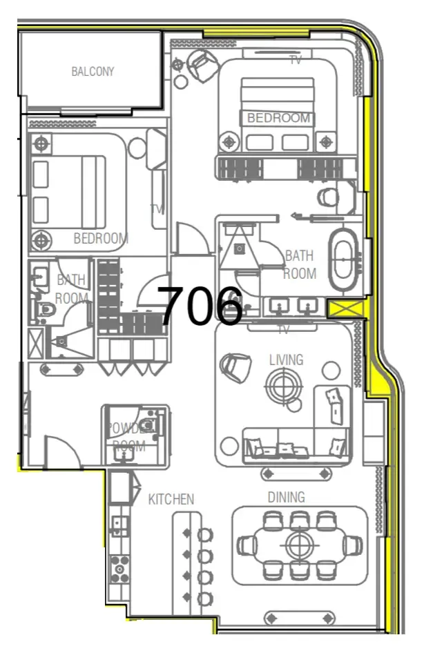 2 bedrooms floor plan