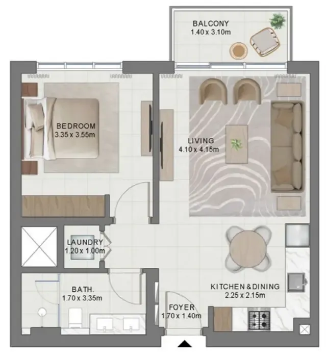 1 bedroom floor plan