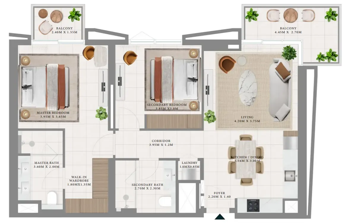 Emaar Hillsedge 2BR floor plan