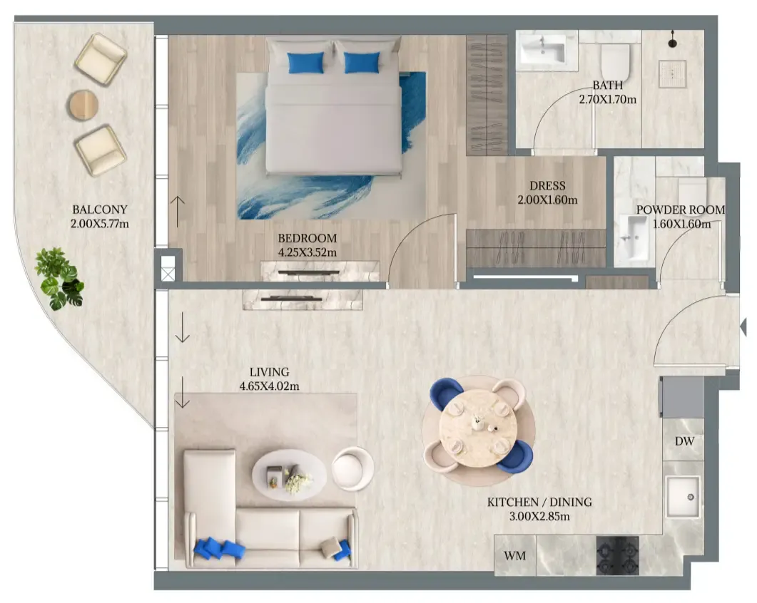 1 bed