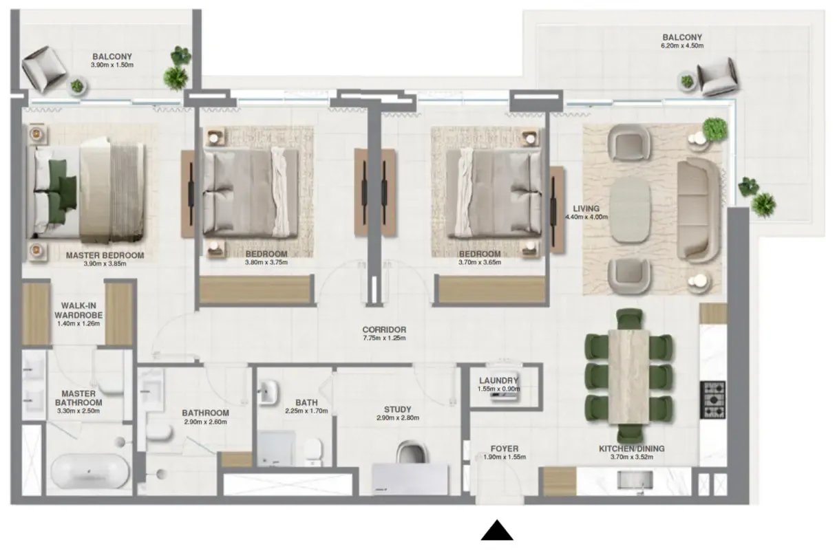 3 bedrooms floor plan