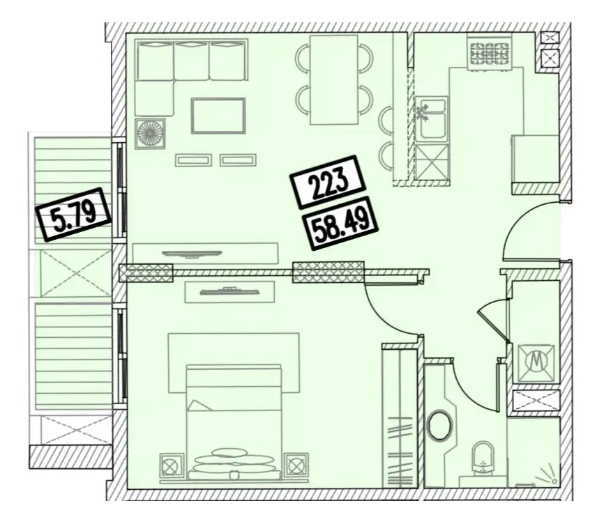 1 bedroom floor plan