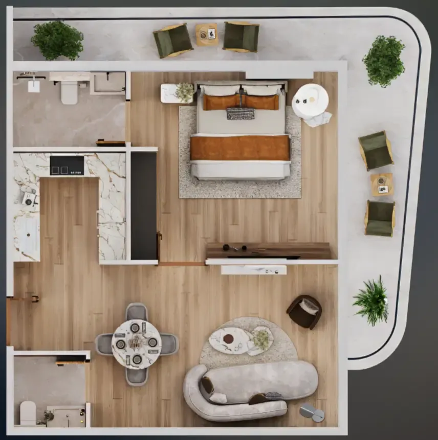1 bedroom floor plan