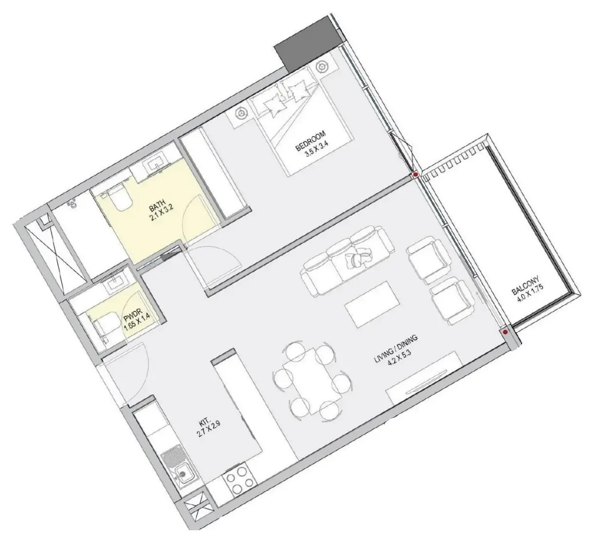 1 bedroom floor plan