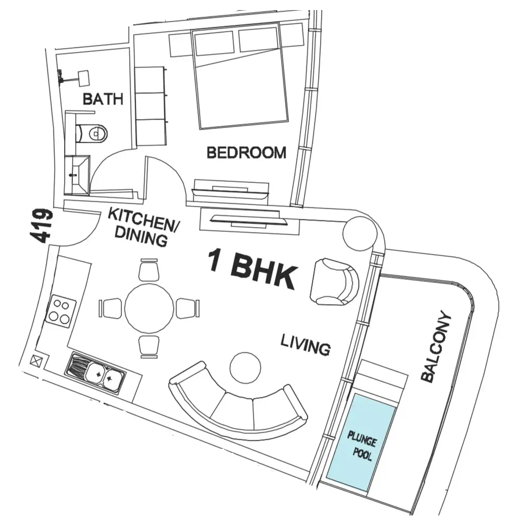 1 bedroom floor plan
