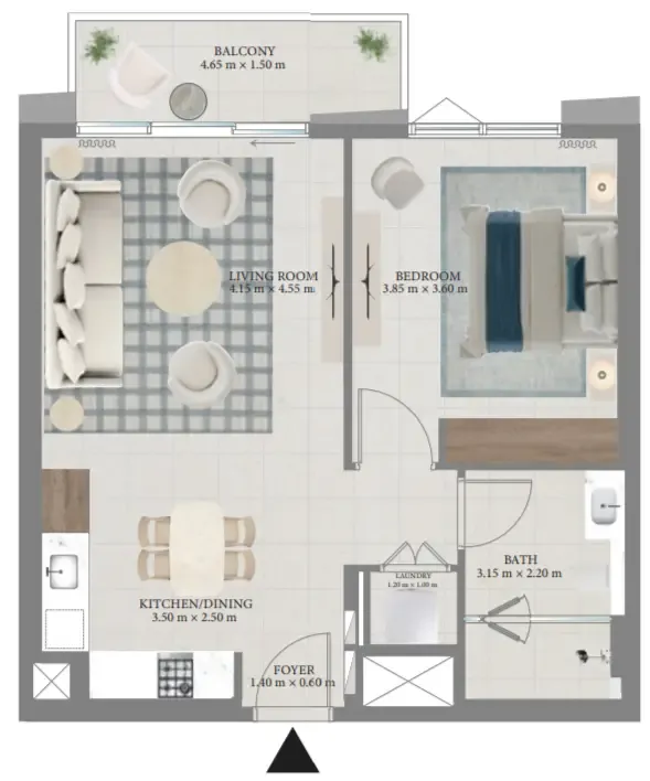 1 bedroom floor plan