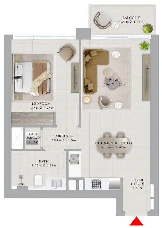 1 bedroom floor plan