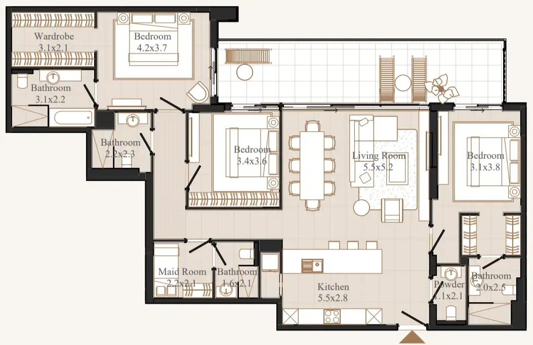 3 bedrooms floor plan